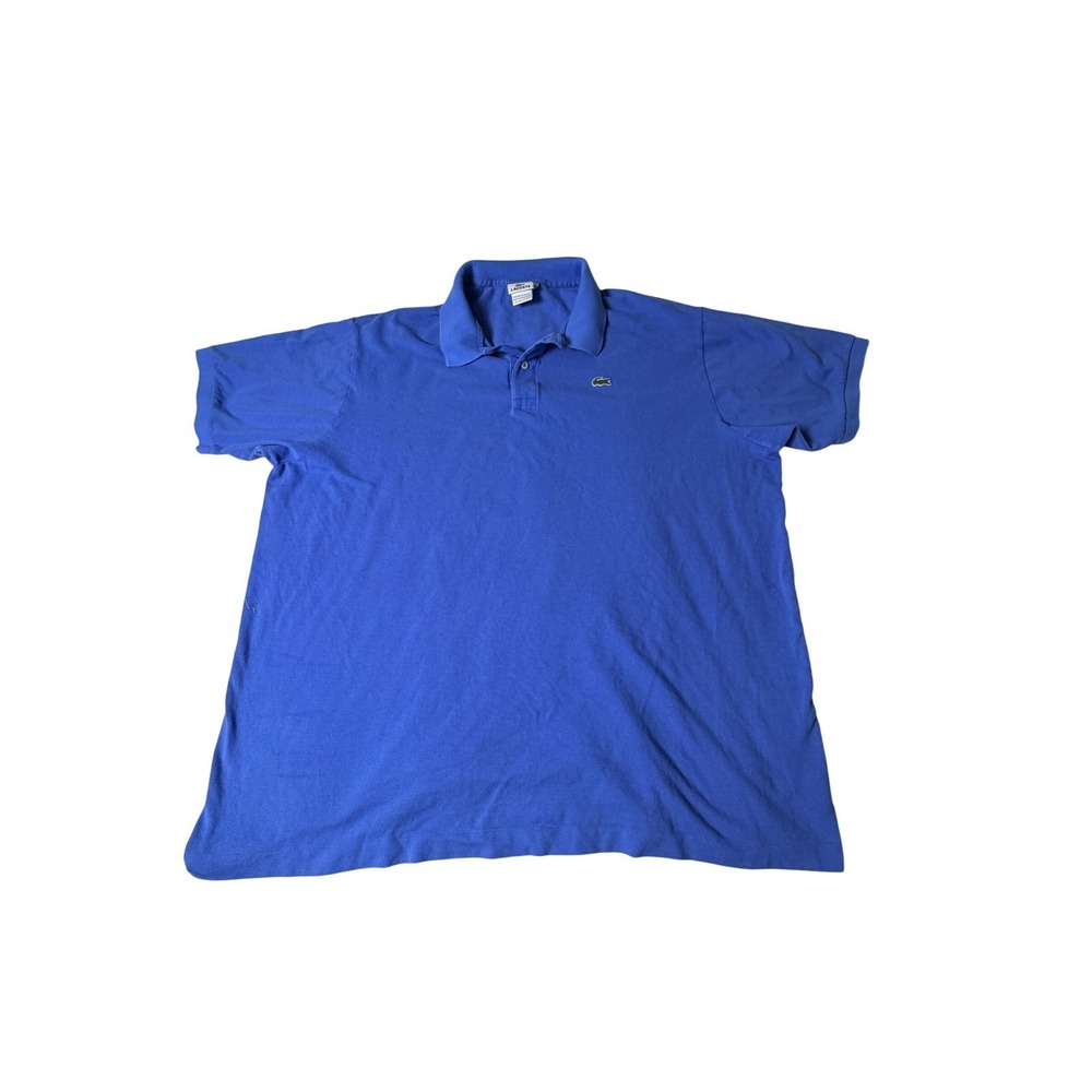 Lacoste Polo Shirt Mens 10L Blue Excellent Short Sleeve Cotton Pique Logo